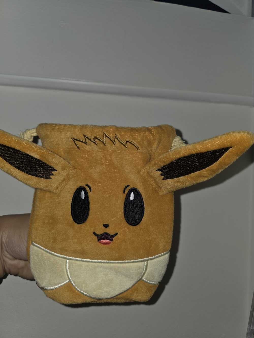 Eevee Plush Drawstring Pouch - Brown & Cream